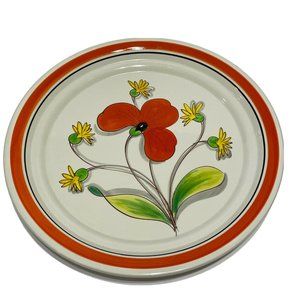 ITALIAN MANCER CERAMAR POPPY PLATE hand painted 12” Floral Italy